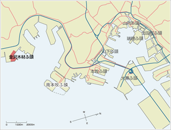 金沢木材ふ頭 位置図